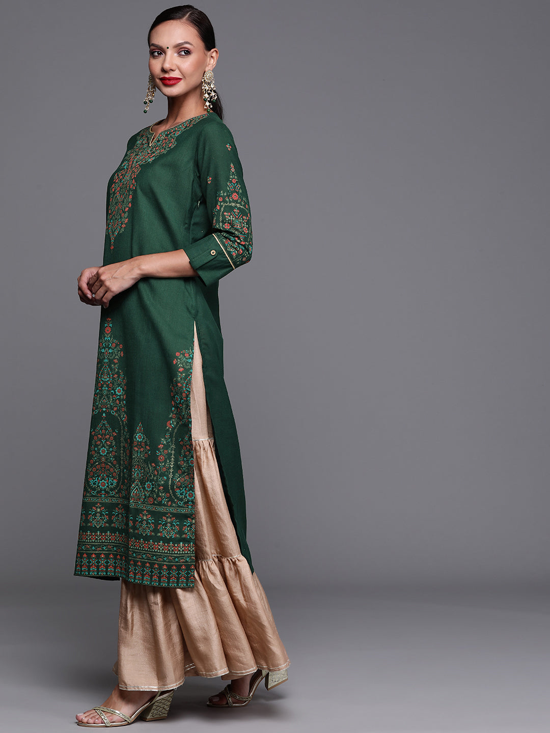 Women's Green Cotton Kurta - Taantav