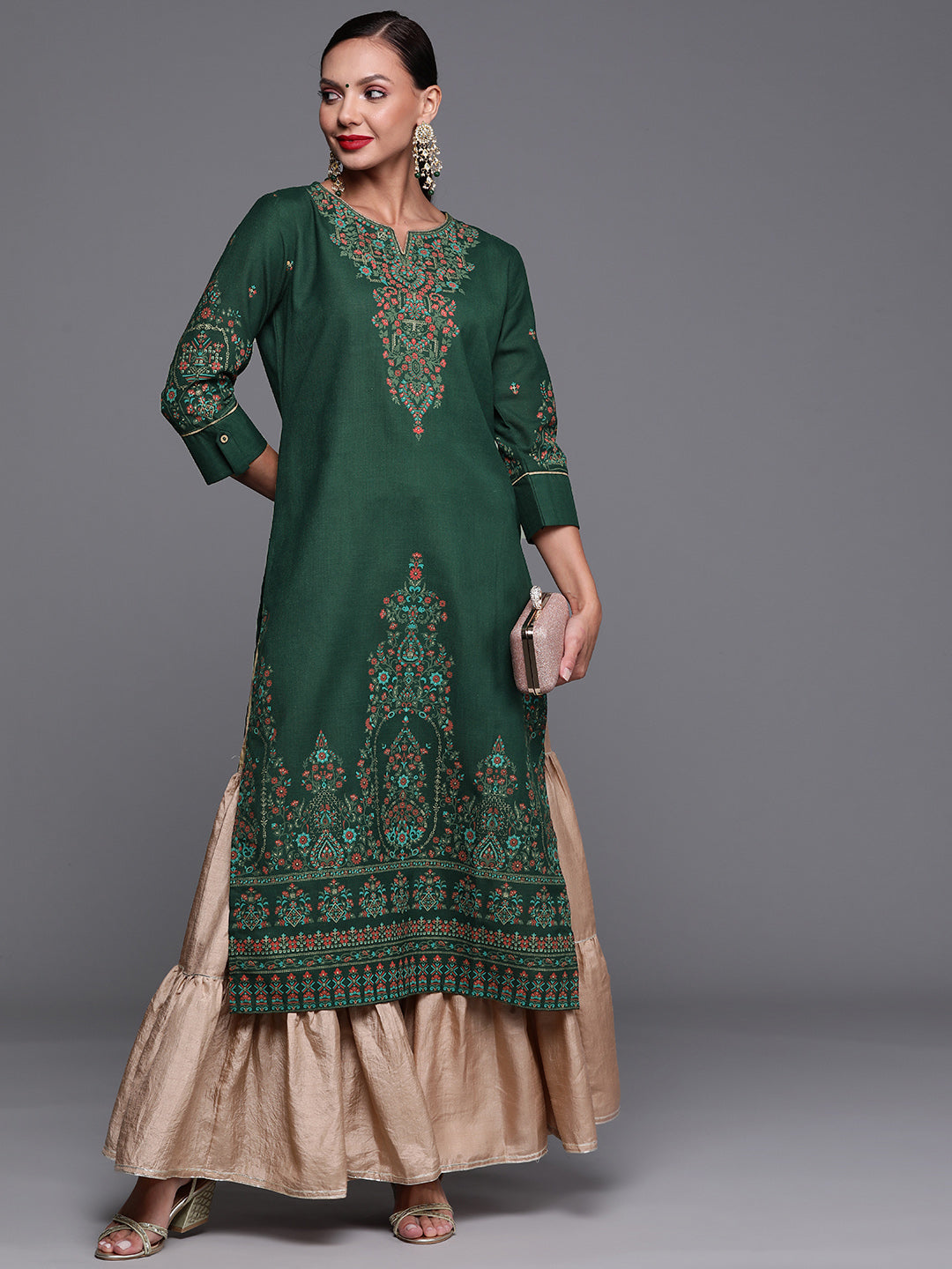 Women's Green Cotton Kurta - Taantav