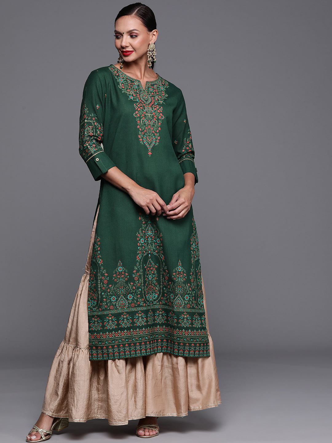 Women's Green Cotton Kurta - Taantav