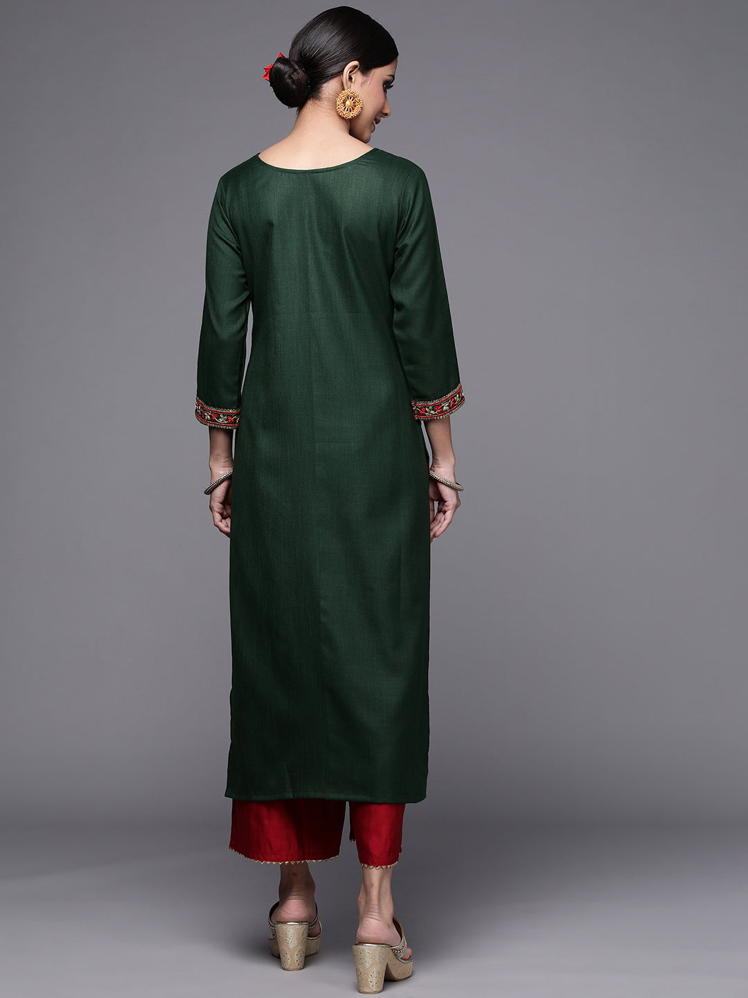 Women's Green Cotton Kurta - Taantav