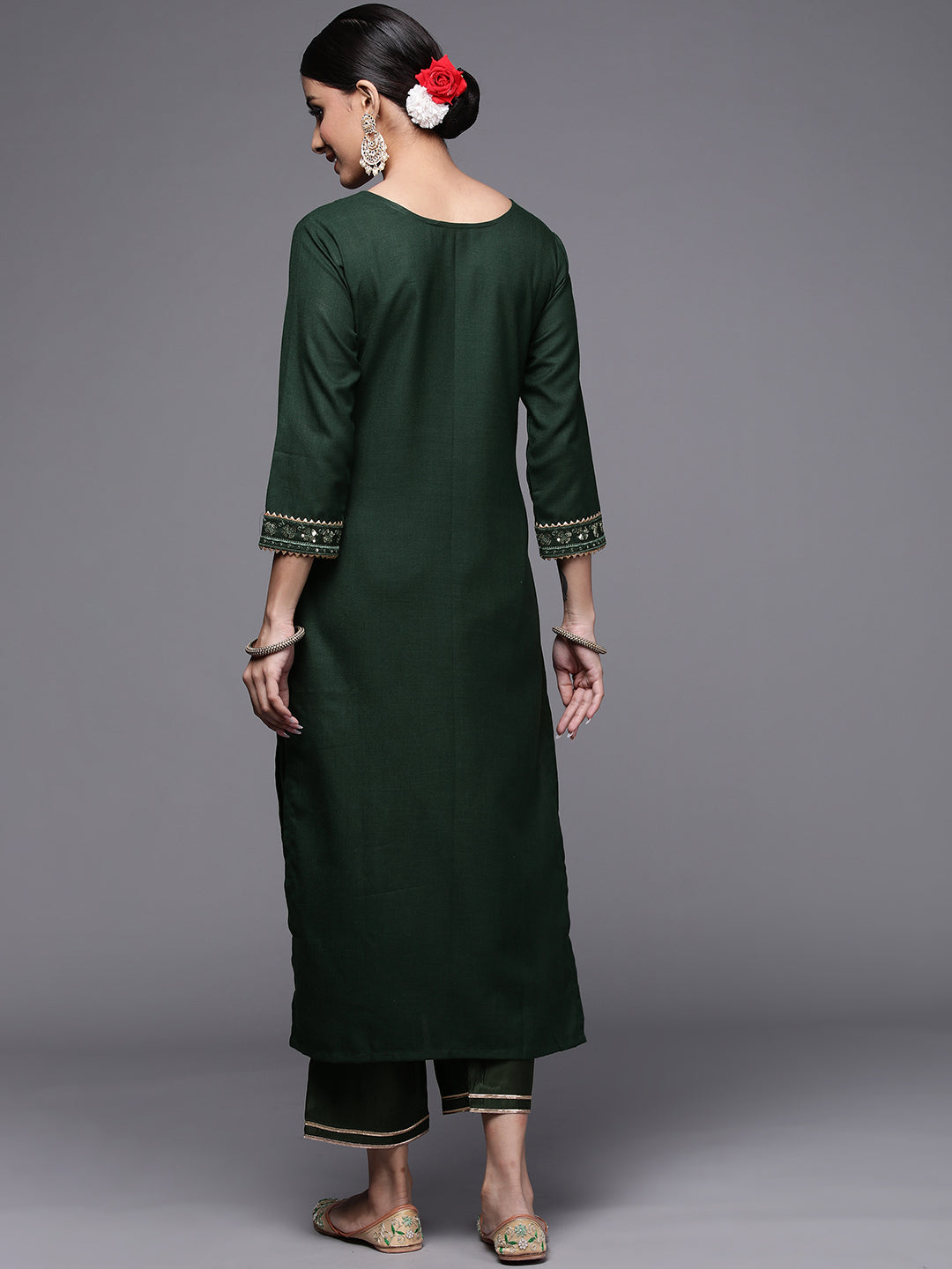 Women's Green Cotton Kurta - Taantav