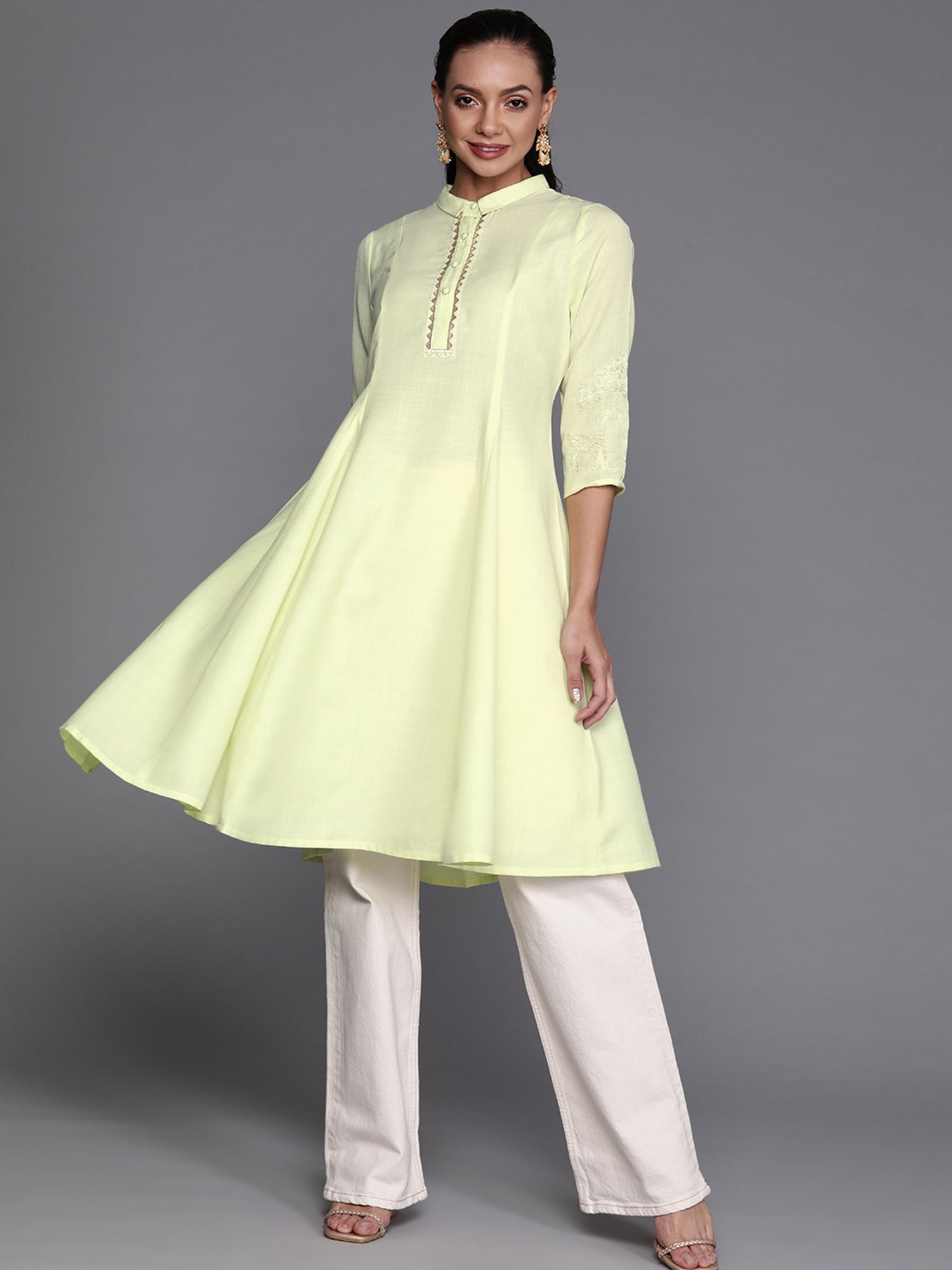 Women's Yellow Cotton Kurta - Taantav