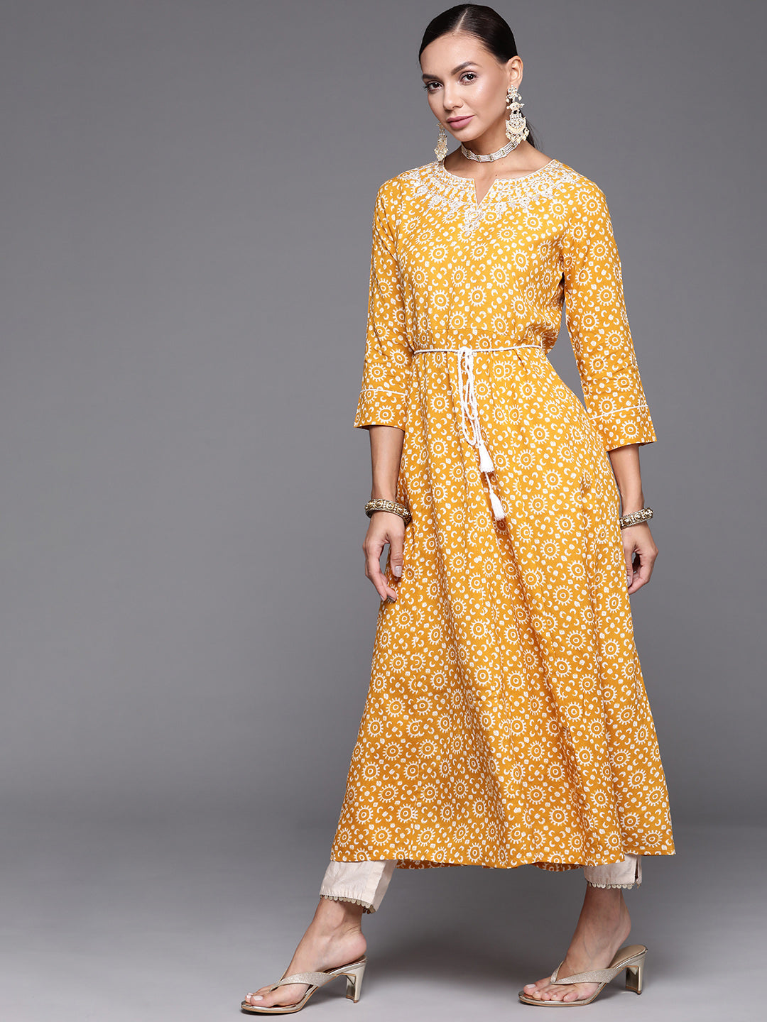 Women's Mustard Viscose Rayon Kurta - Taantav