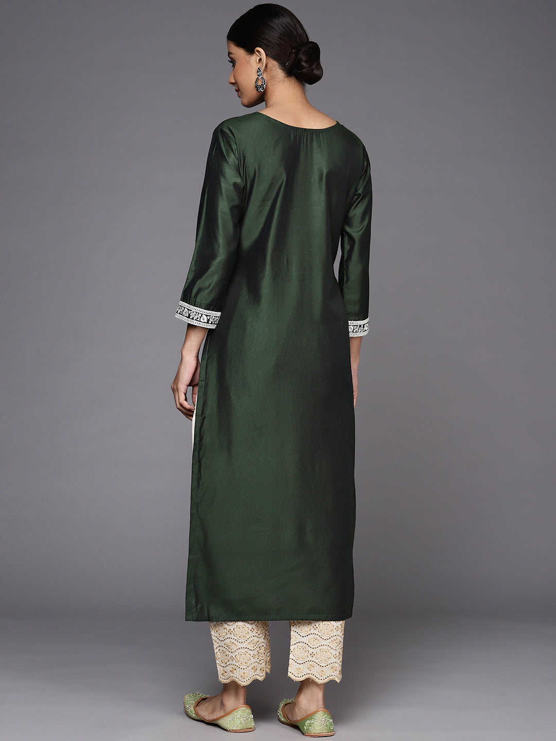 Women's Green Liva Kurta - Taantav