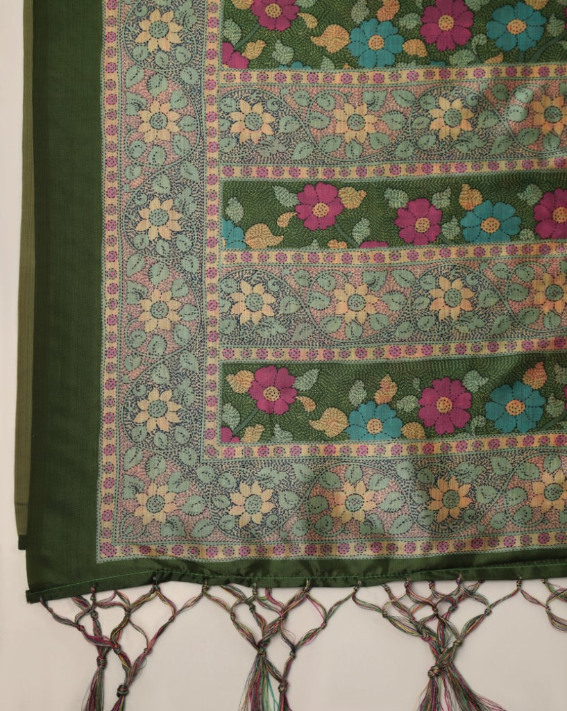 Women's Multi Color Assam Silk Digital Ethnic Motif Print Dupatta