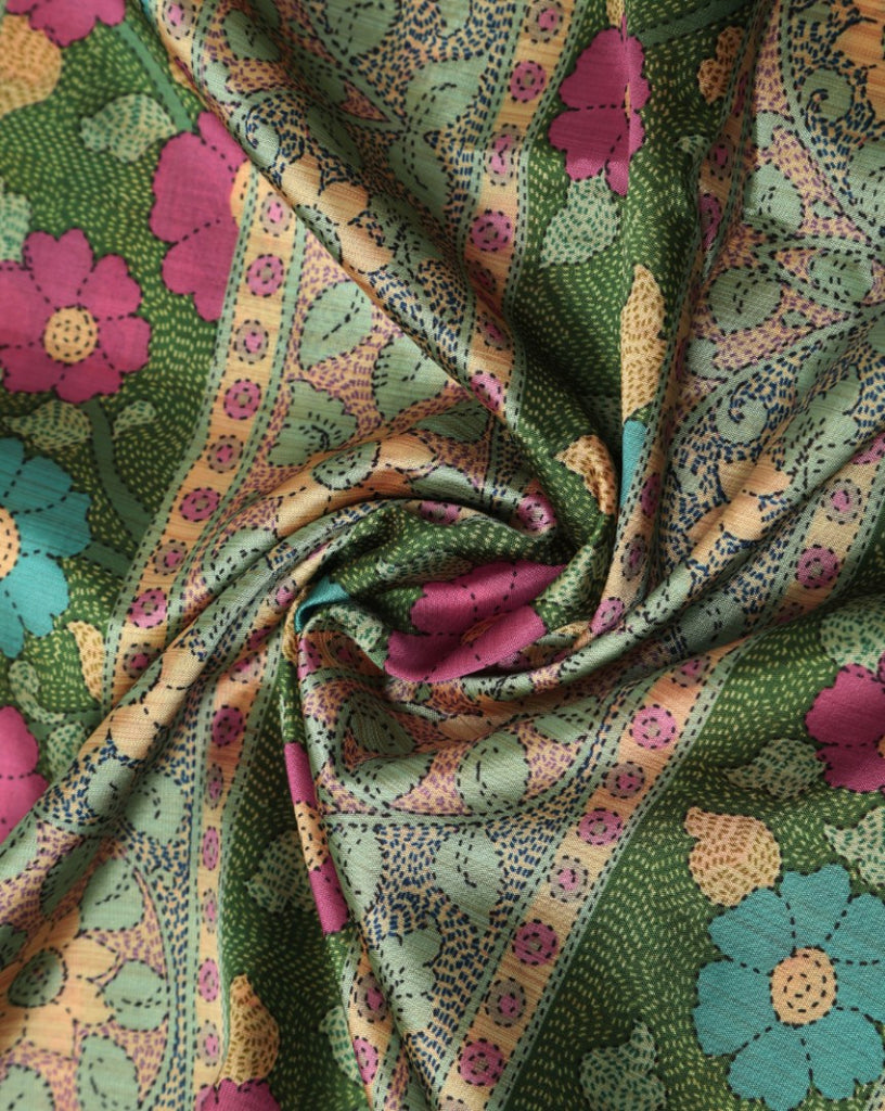 Women's Multi Color Assam Silk Digital Ethnic Motif Print Dupatta