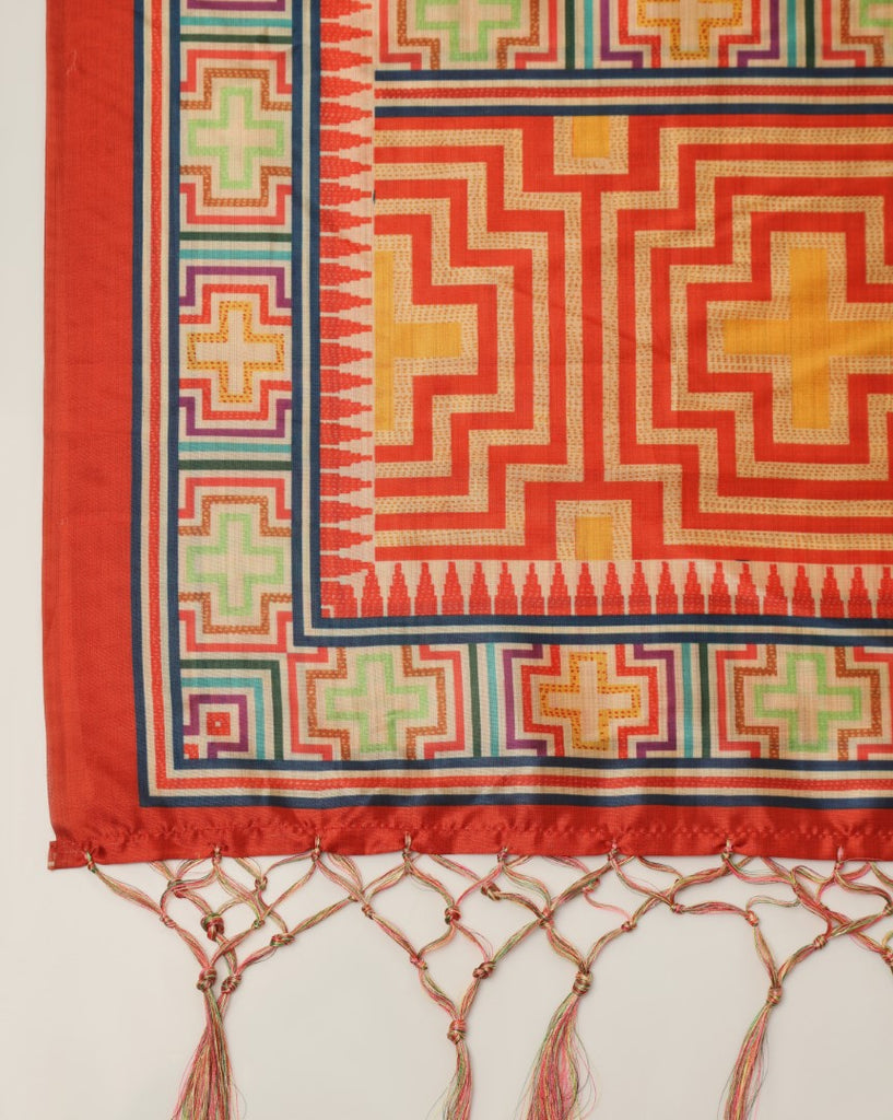 Women's Multi Color Assam Silk Digital Ethnic Motif Print Dupatta