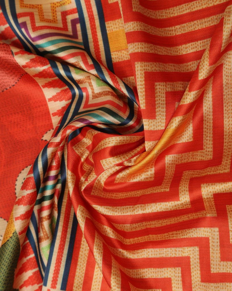 Women's Multi Color Assam Silk Digital Ethnic Motif Print Dupatta