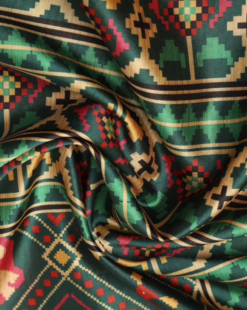 Women's Multi Color Assam Silk Digital Ethnic Motif Print Dupatta