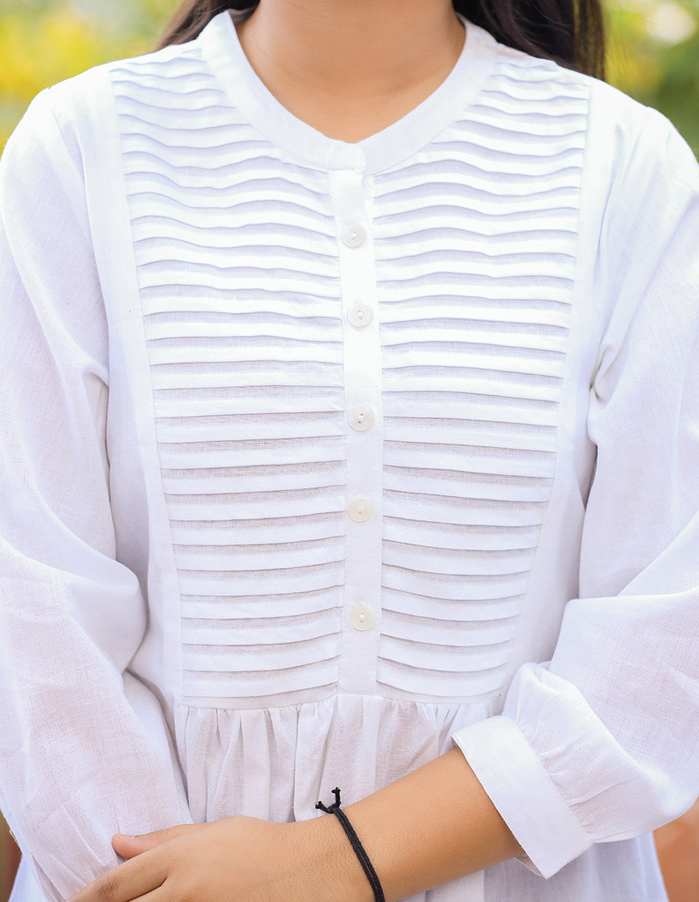 Women's Pastel White Cotton Tunic Top