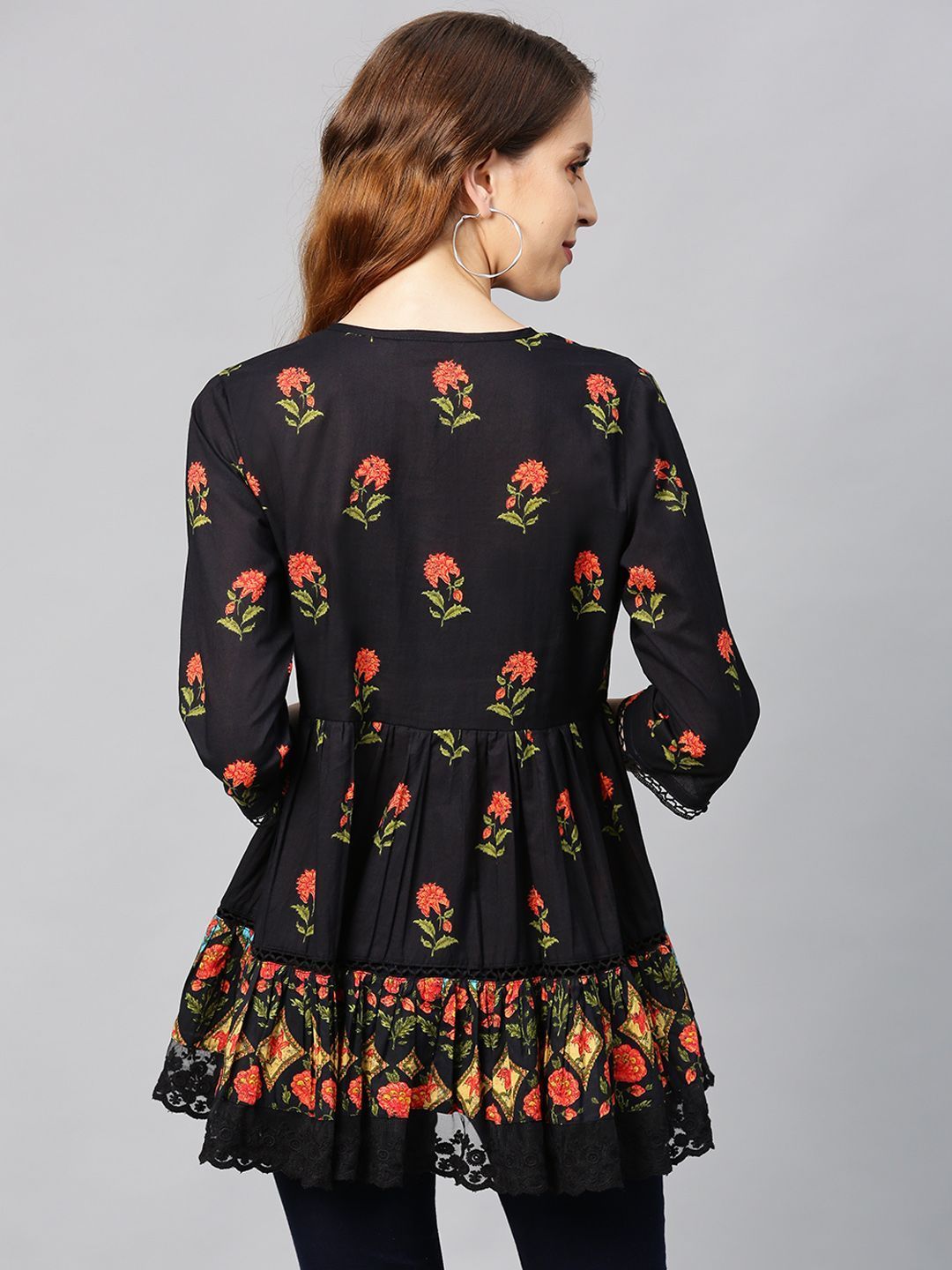 Women's Cambric Embroidered Tiered Top