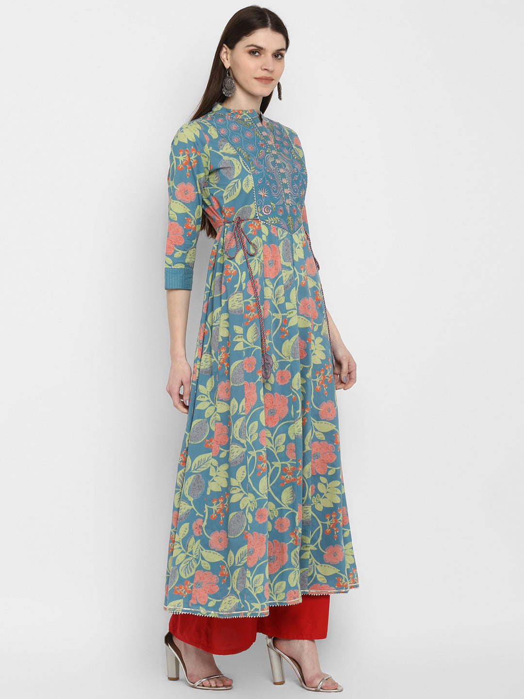 Women's Turquoise Blue Anarkali Kurta By Vbuyz (1Pc Set