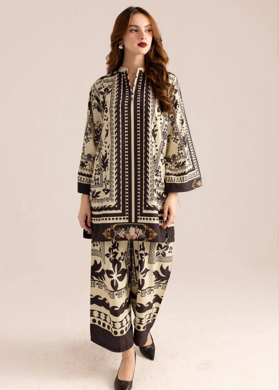 Women's Printed Above Knee Length V Neck Co-Ords Set (K203)