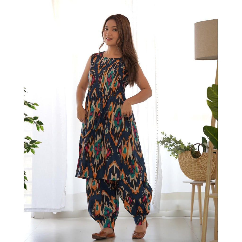 Women's Blue Ikat Co-Ord Set