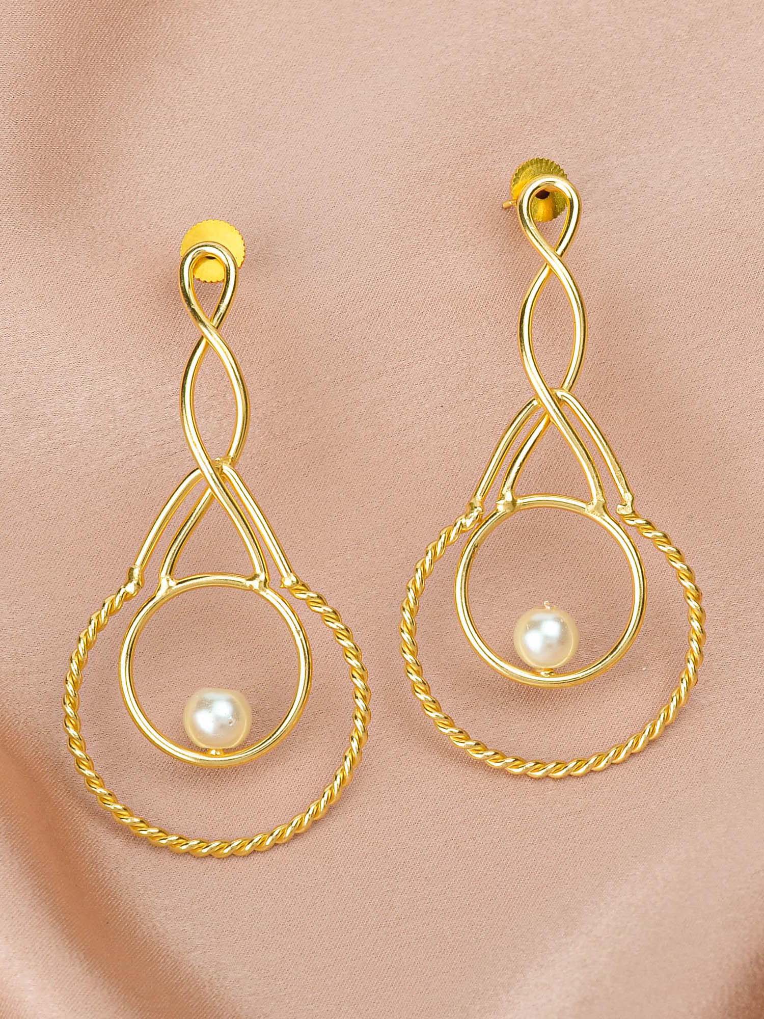 Women's Layered Twisted Golden Earrings
