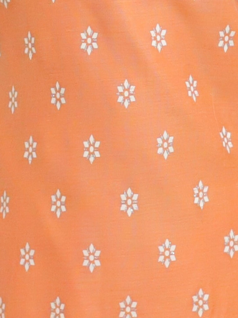 Girl's spagetti short kurti with sharara & sequins dupatta-Peach