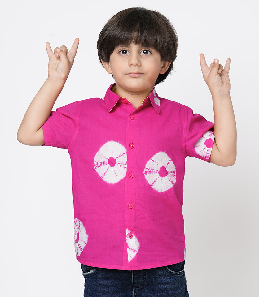 Boys Shibori Boys Pink Shirt - Lil Drama – Trendia