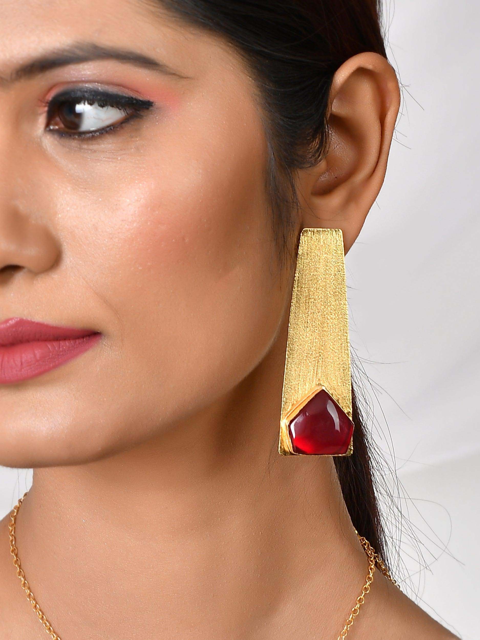 Women's Long Pentagonal Stone Earring