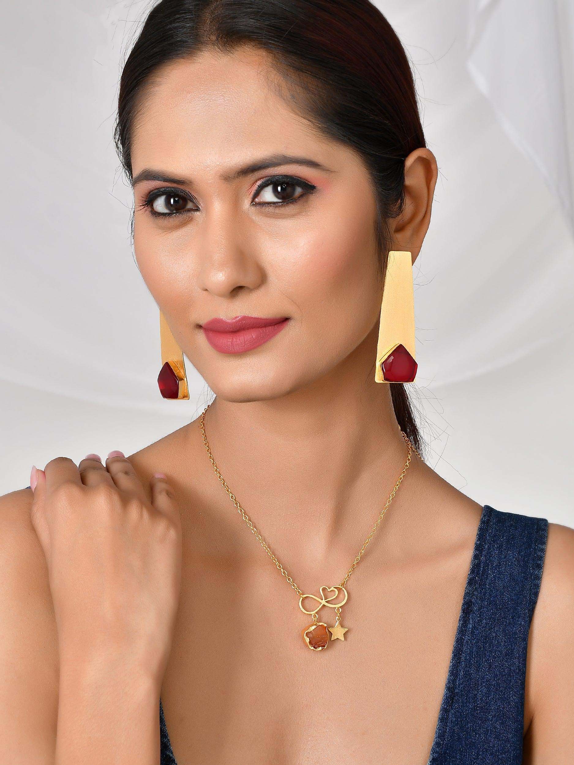 Women's Long Pentagonal Stone Earring