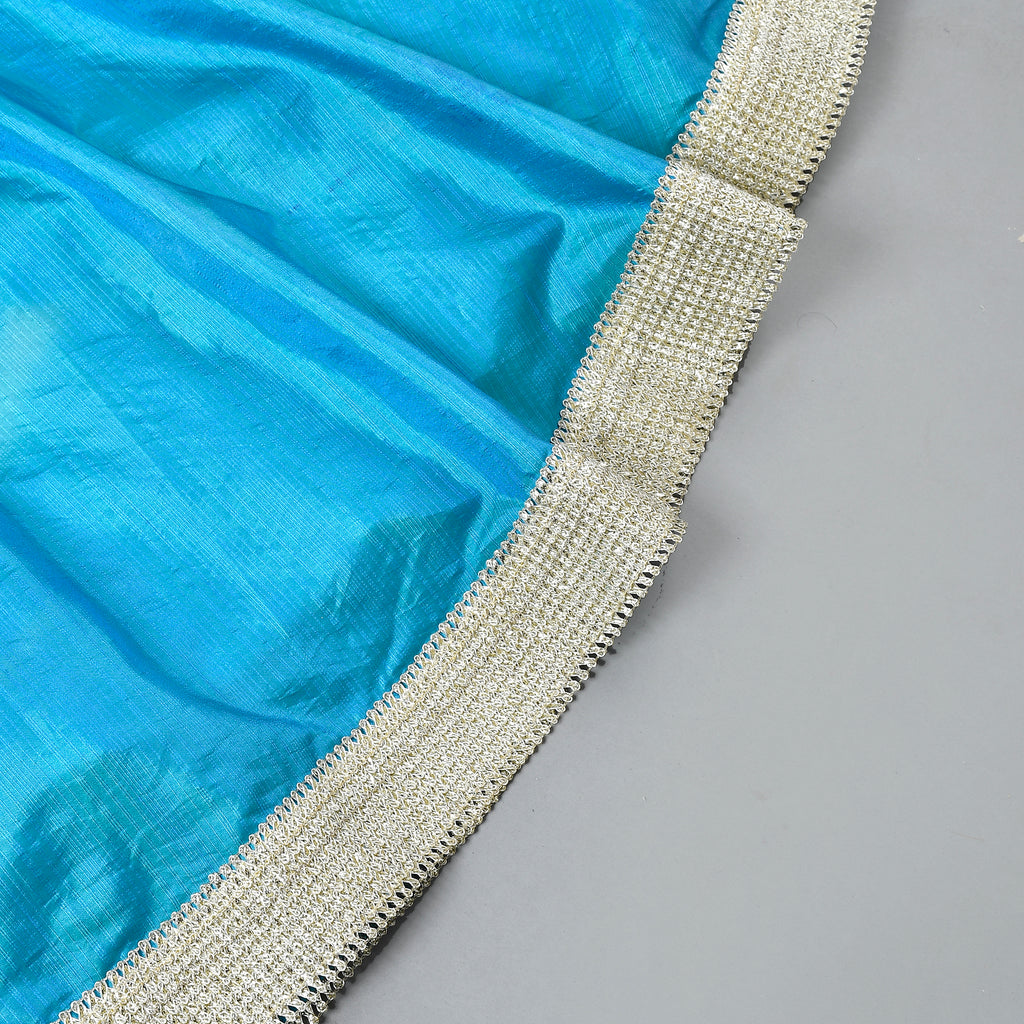 Girl's Teal Blue Back Bow Lehenga Set