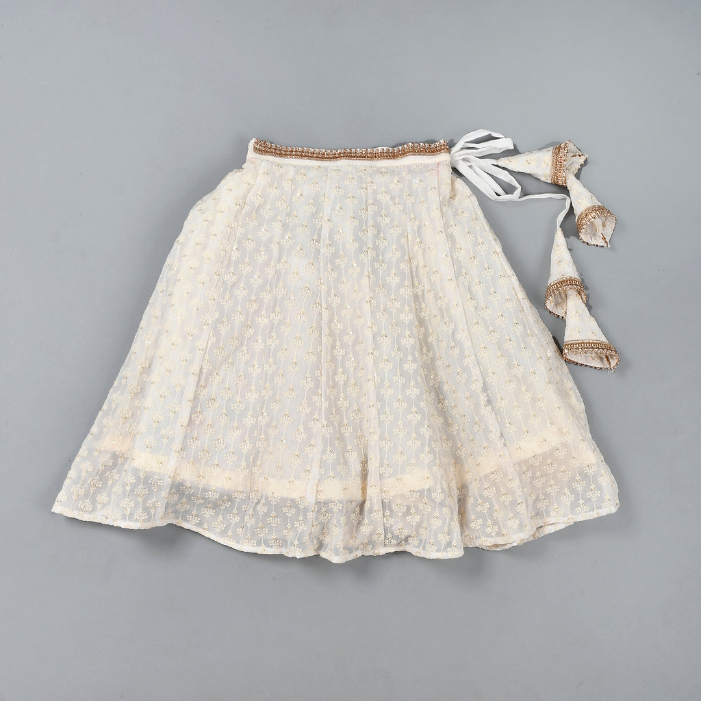 Girl's White Chikankari Lehenga Set