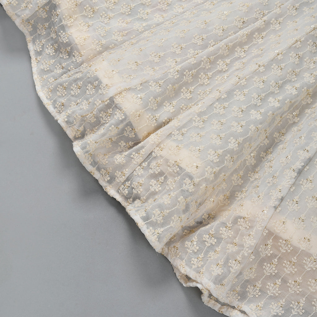 Girl's White Chikankari Lehenga Set