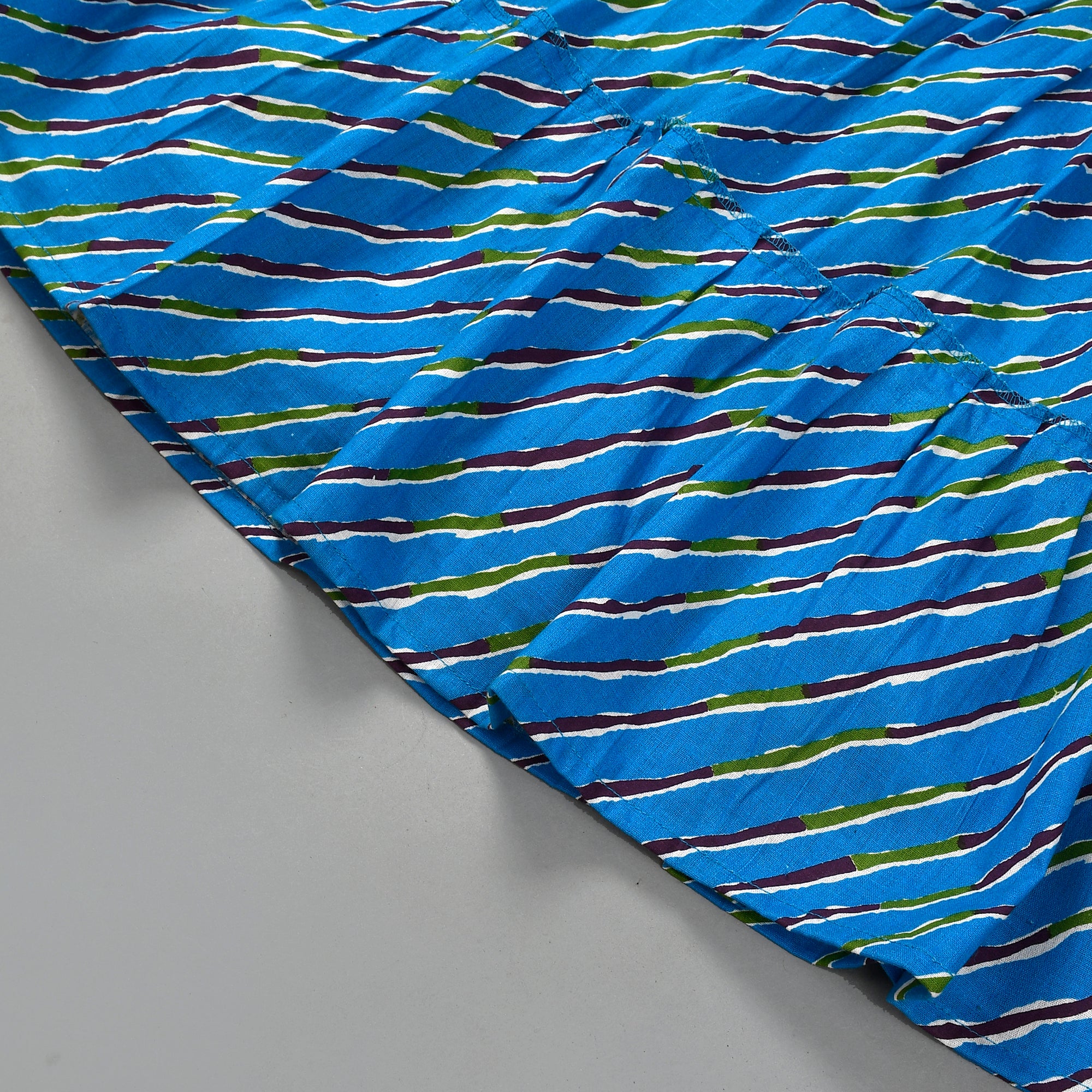 Girl's Blue Leheriya Printed Dress