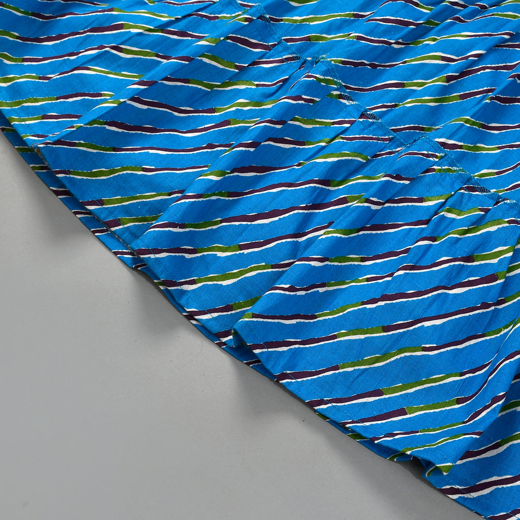 Girl's Blue Leheriya Printed Dress