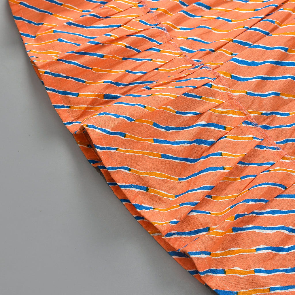 Girl's Peach Leheriya Dress