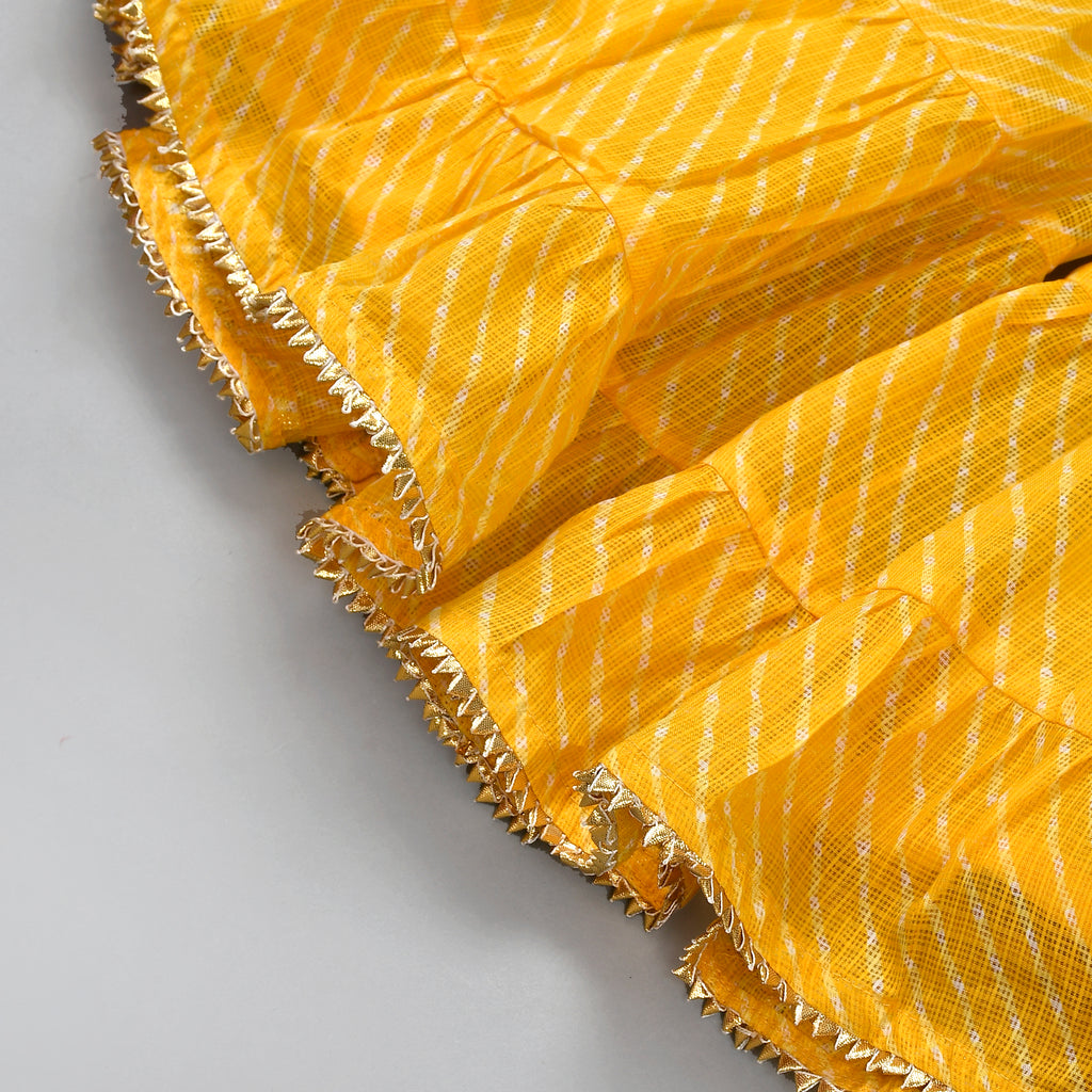 Girl's Yellow Leheriya Kurta Gharara Set
