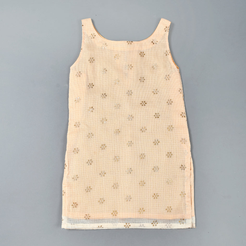 Girl's Beige Floral Sharara Kurta Set