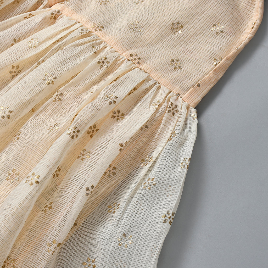 Girl's Beige Floral Sharara Kurta Set