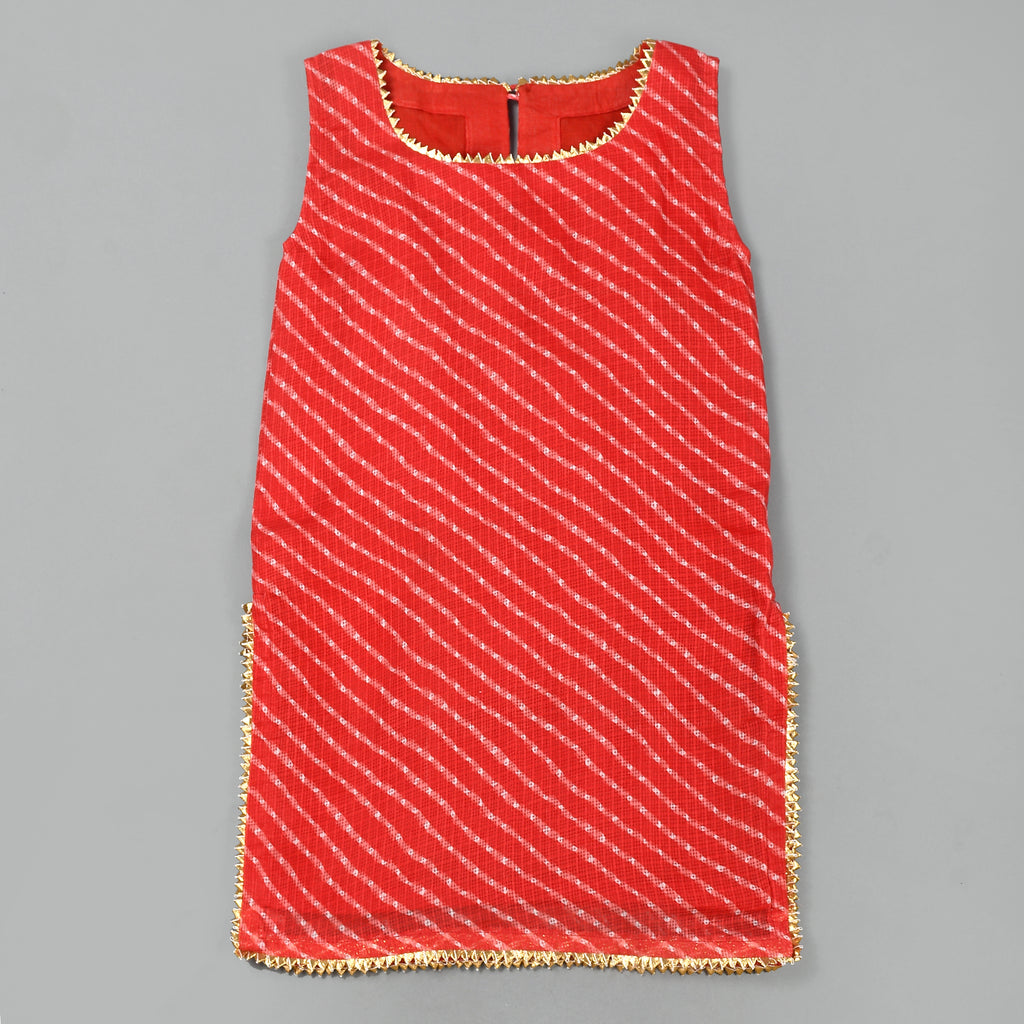 Girl's Red Leheriya Kurta Gharara Set