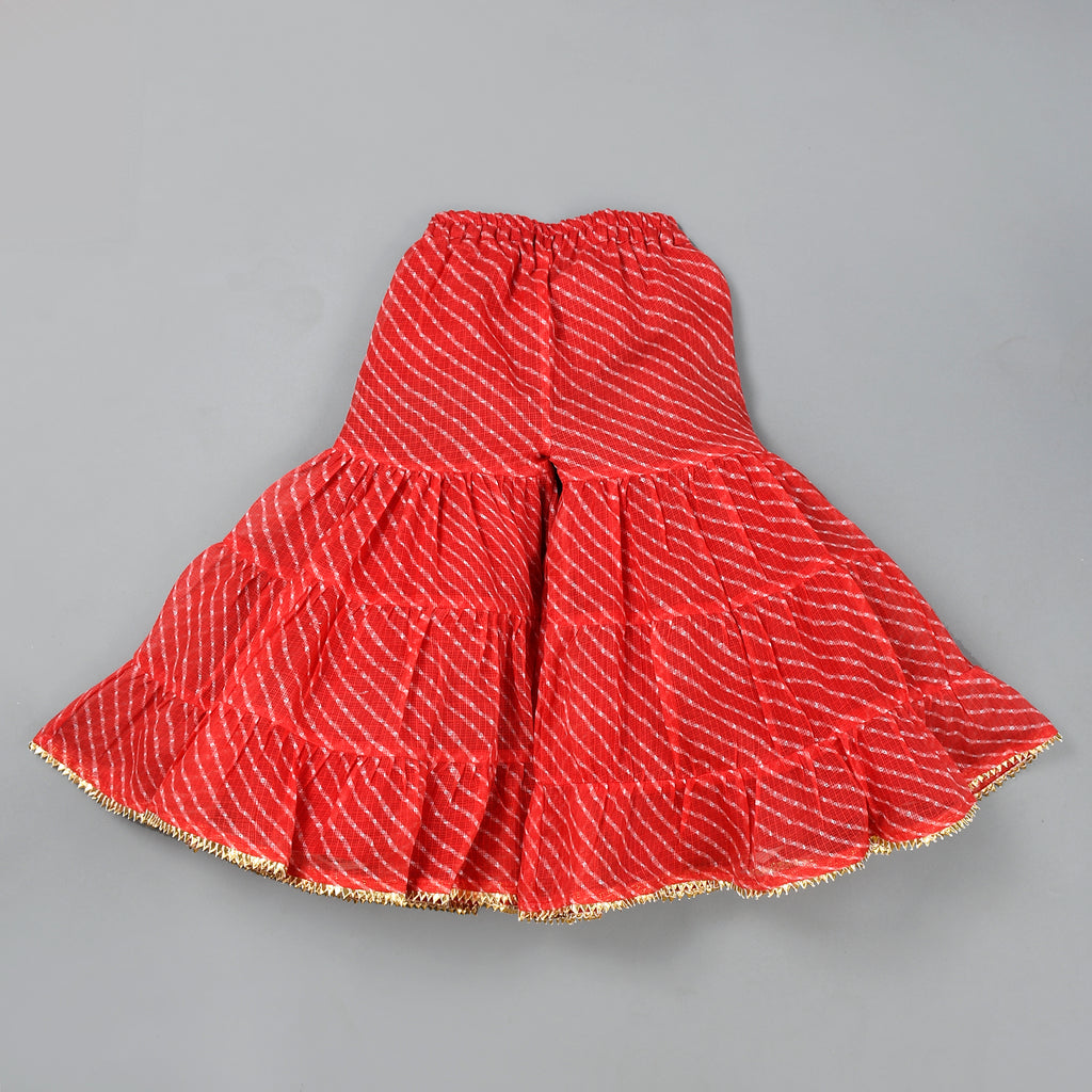 Girl's Red Leheriya Kurta Gharara Set
