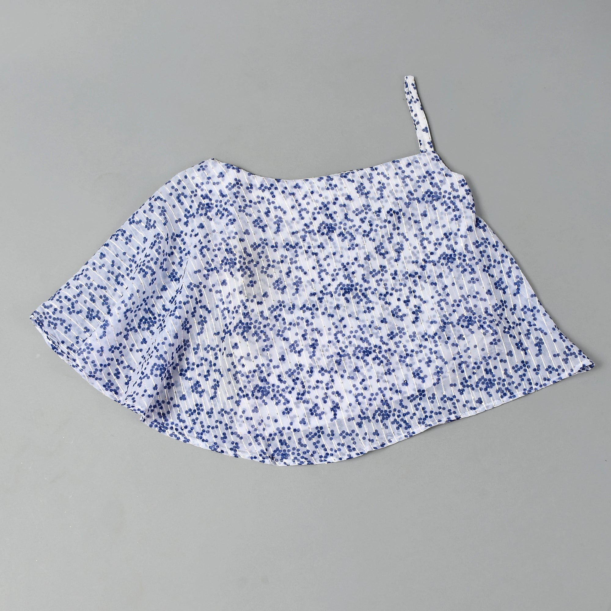 Girl's White Blue Crop Top With Flared Palazzo - Rangpur