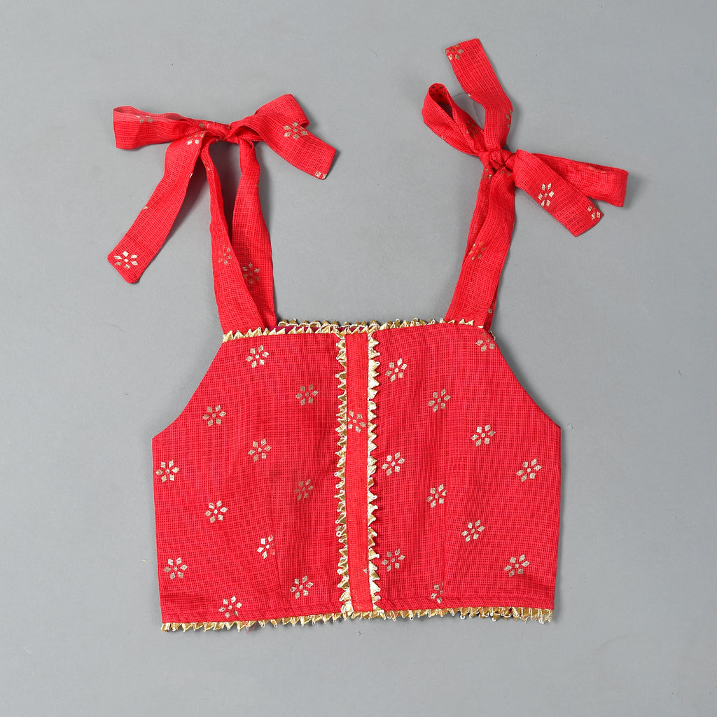 Girl's Red Floral Lehenga Set