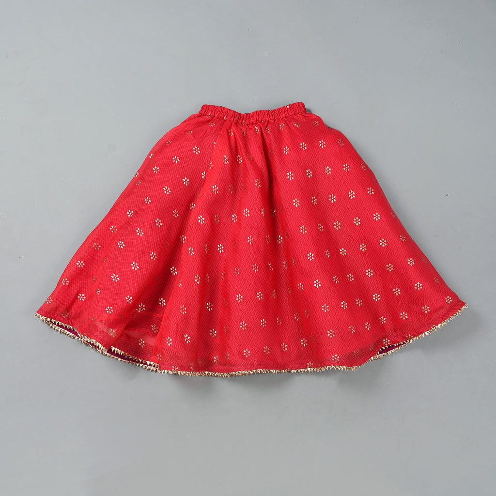 Girl's Red Floral Lehenga Set