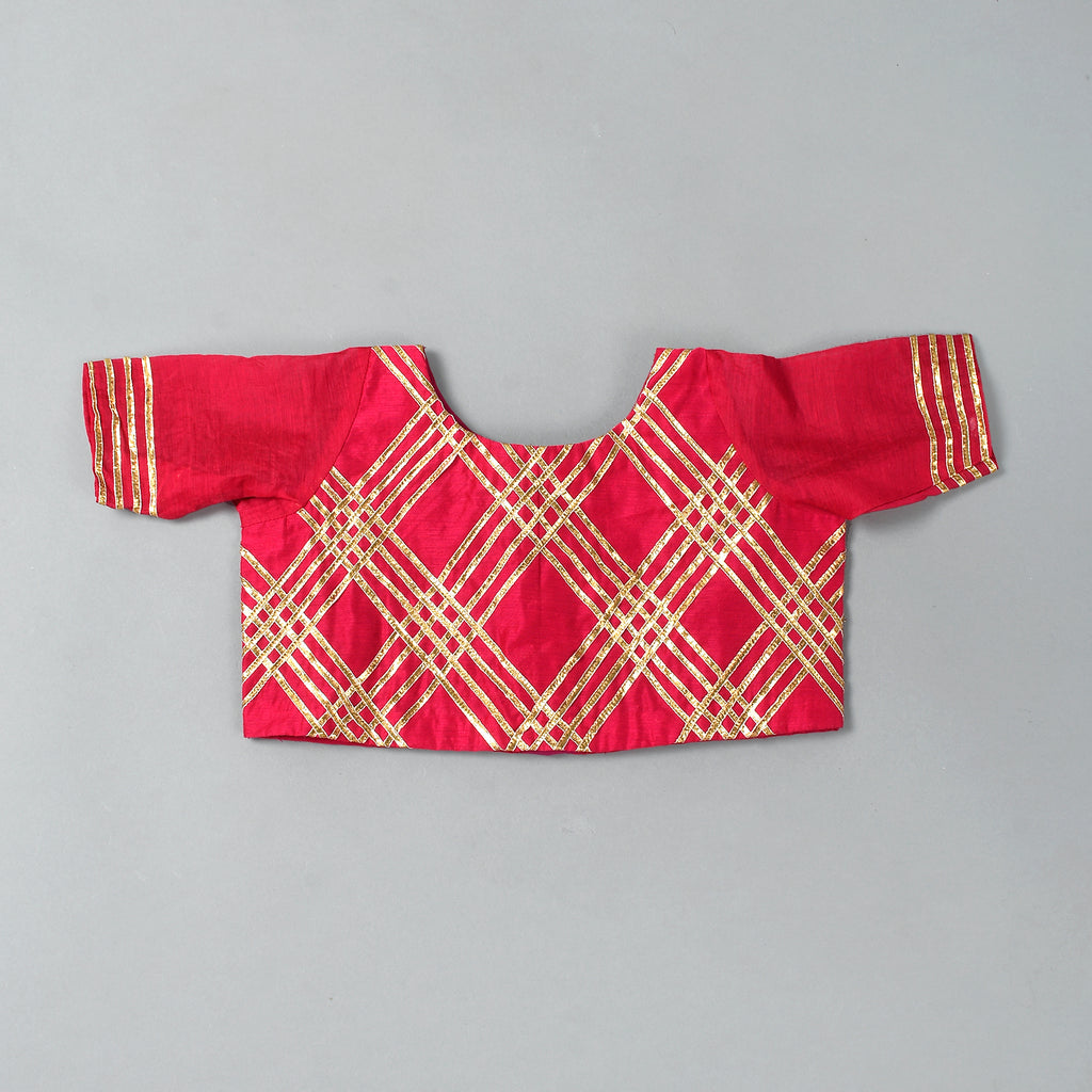 Girl's Pink Chanderi Lehenga Set