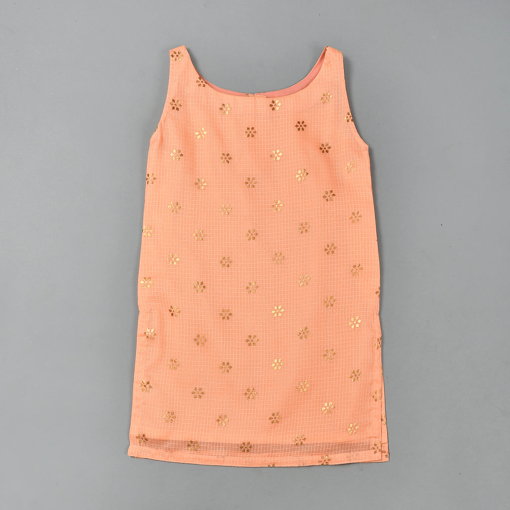 Girl's Peach Kurta Sharara Set