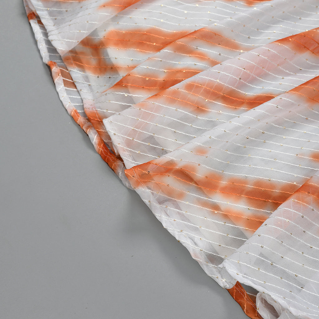 Girl's White Tie Dye Kurta Skirt Set