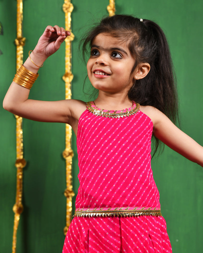 Girl's Pink Top and Flared Palazzo Set