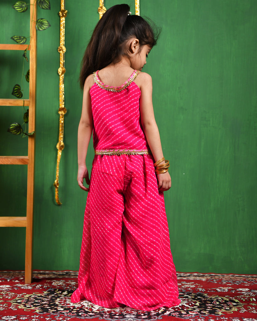 Girl's Pink Top and Flared Palazzo Set