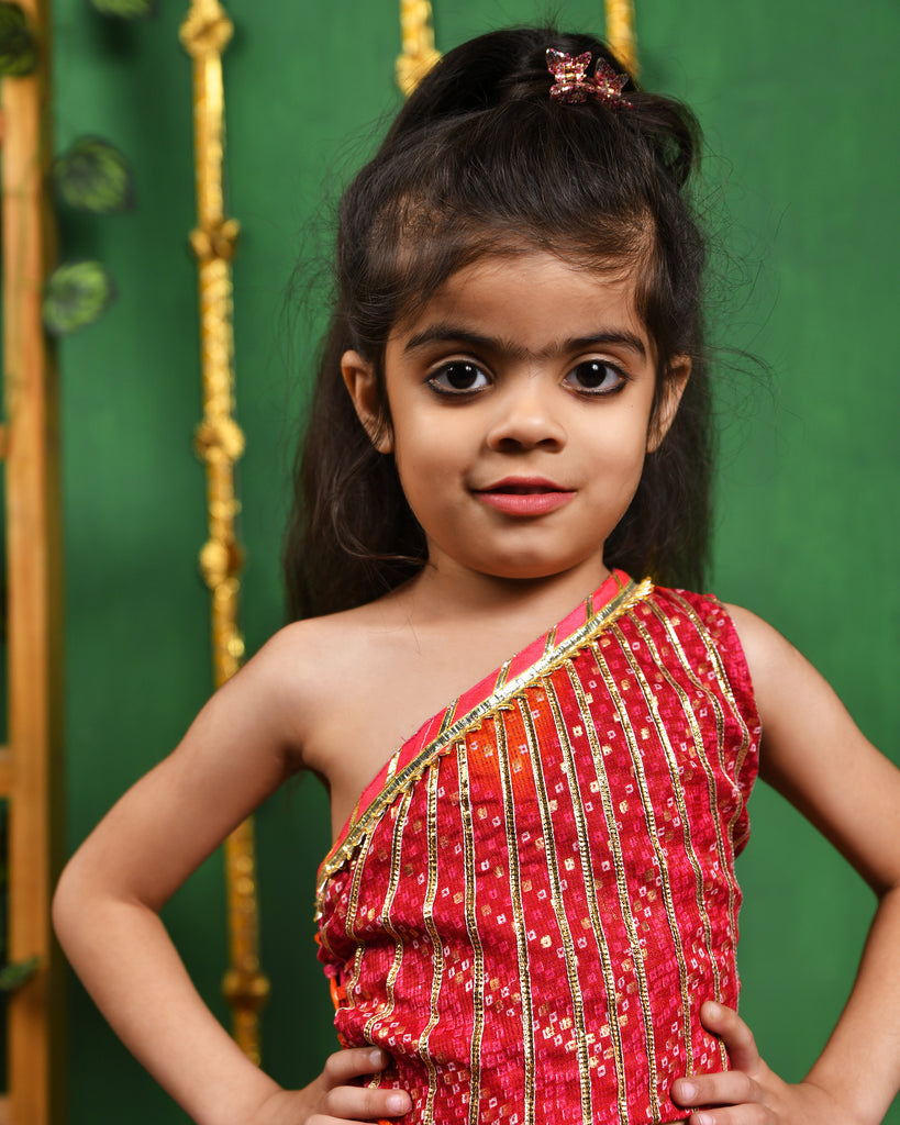 Girl's One Shoulder Top Lehenga Set