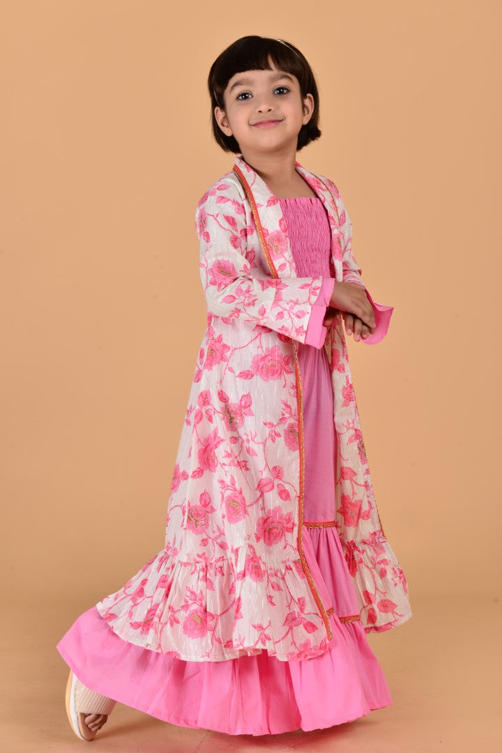 Girls Pink Cottton Embellishments Sharara Set - Jaipurite