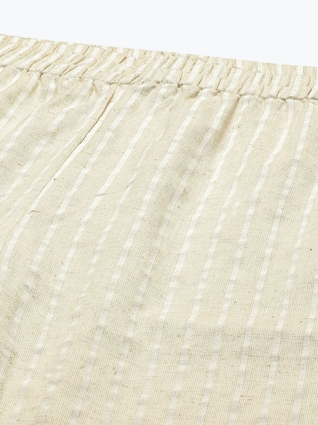 Women's Natural Cotton Striped Trousers with Hair-band