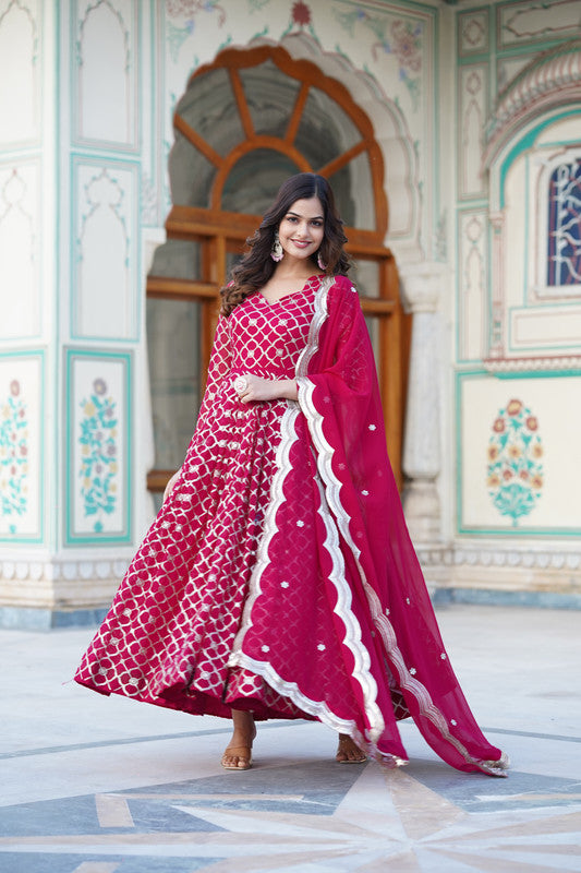 Women's Rani Faux Blooming Anarkali With Dupatta - Aastha Fashion