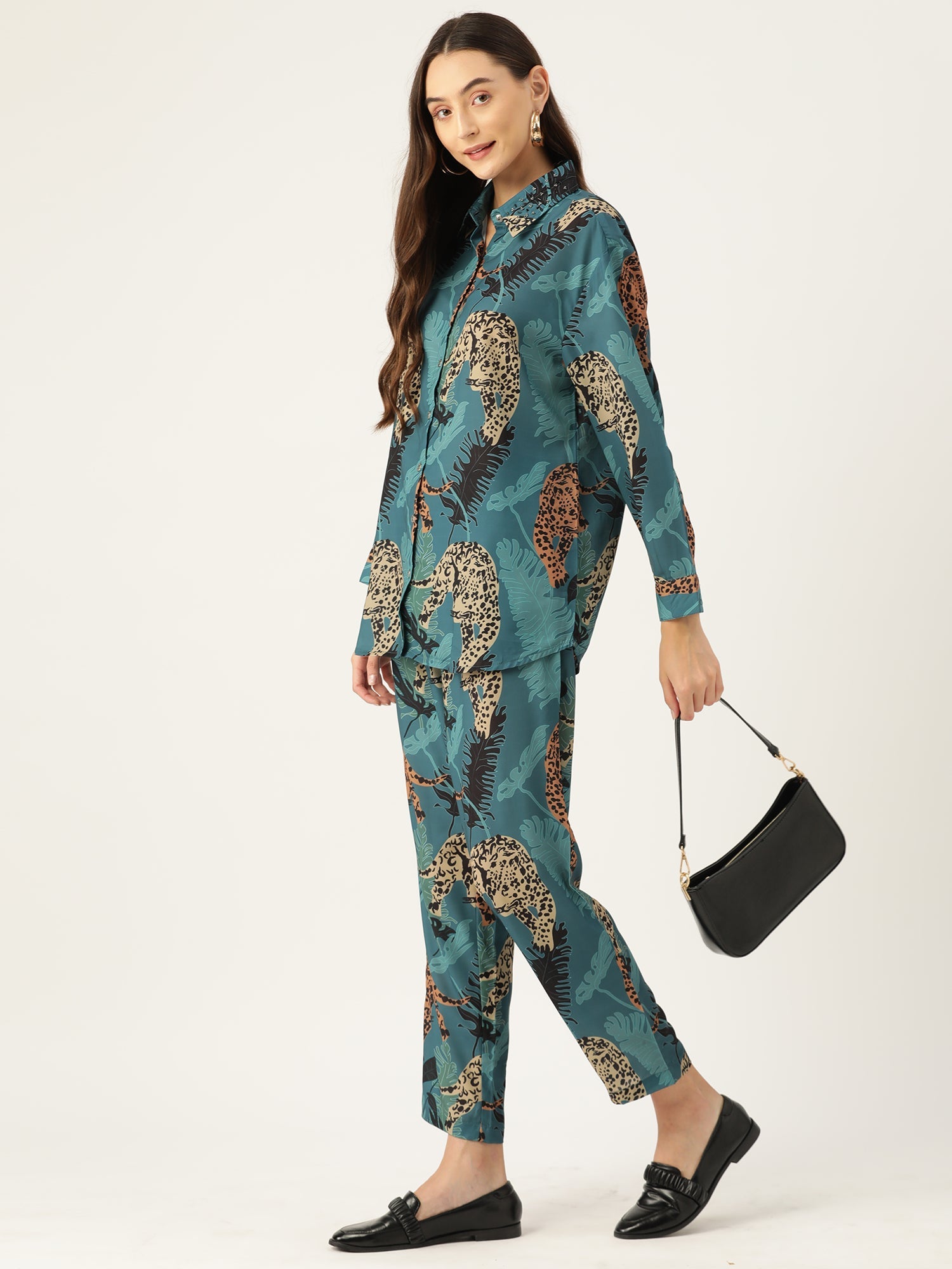 Women's Blue Silk Blend Co-Ord Set - Taantav