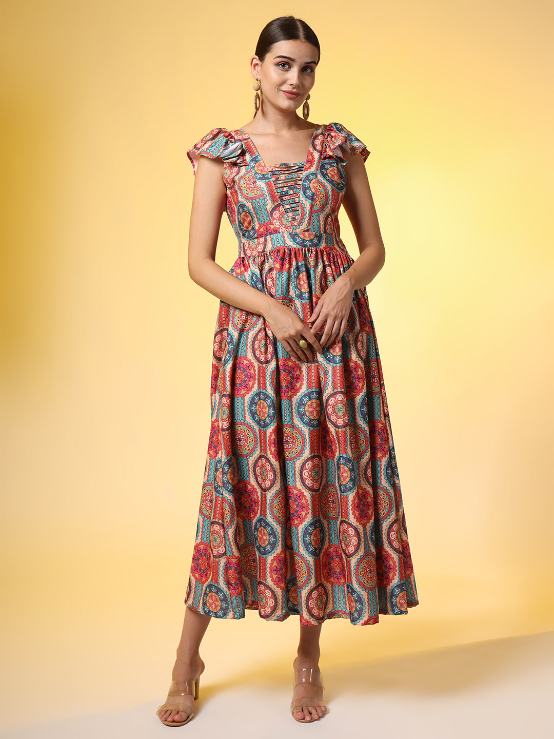 Women's Rayon Orange Color Dress