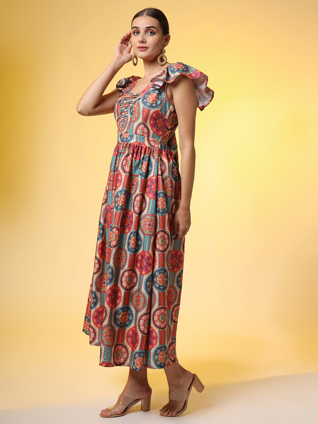 Women's Rayon Orange Color Dress