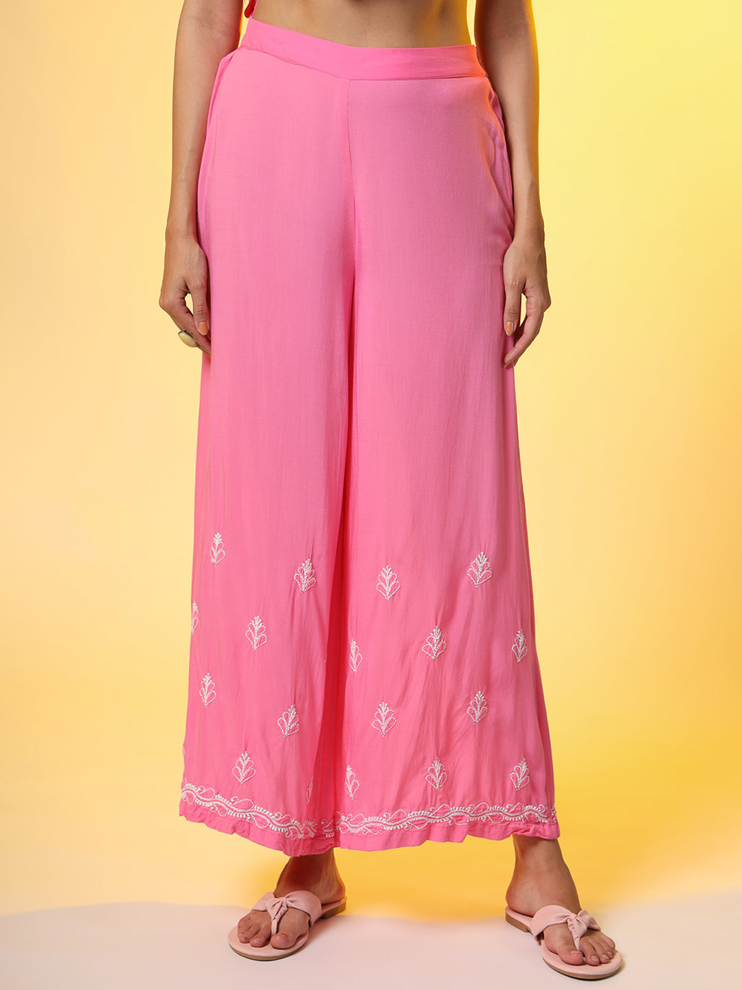 Women's Hand Embroidery Pink Color Chikankari Co-Ord Set